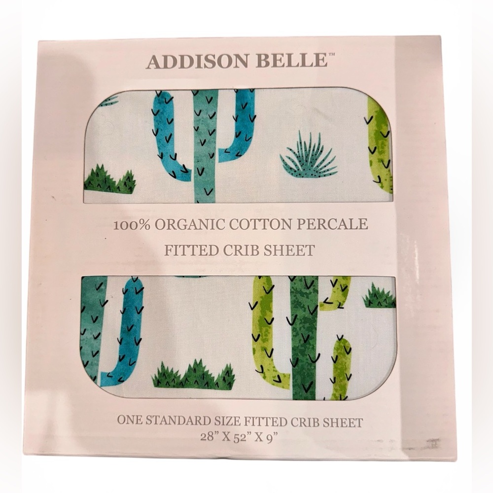 Addison Belle Organic Cotton Crib Sheet Cactus Desert Percale Baby Bedding